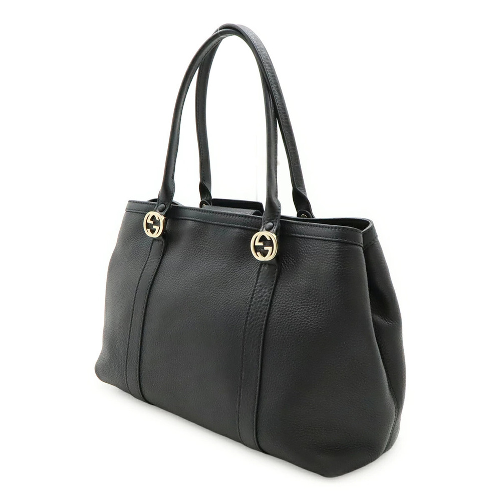 Gucci Miss Bag GG Shoulder Black Hobo Tote Canvas Leather Black